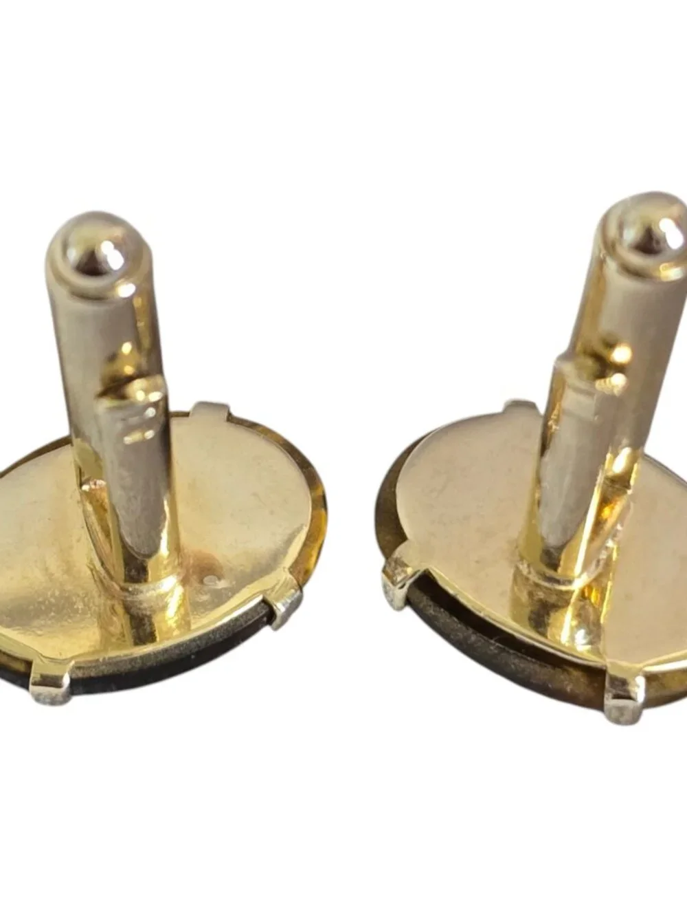 Vintage Dante Gold Tone Oval Cufflinks Tigers Eye Stone 4-Prong Setting